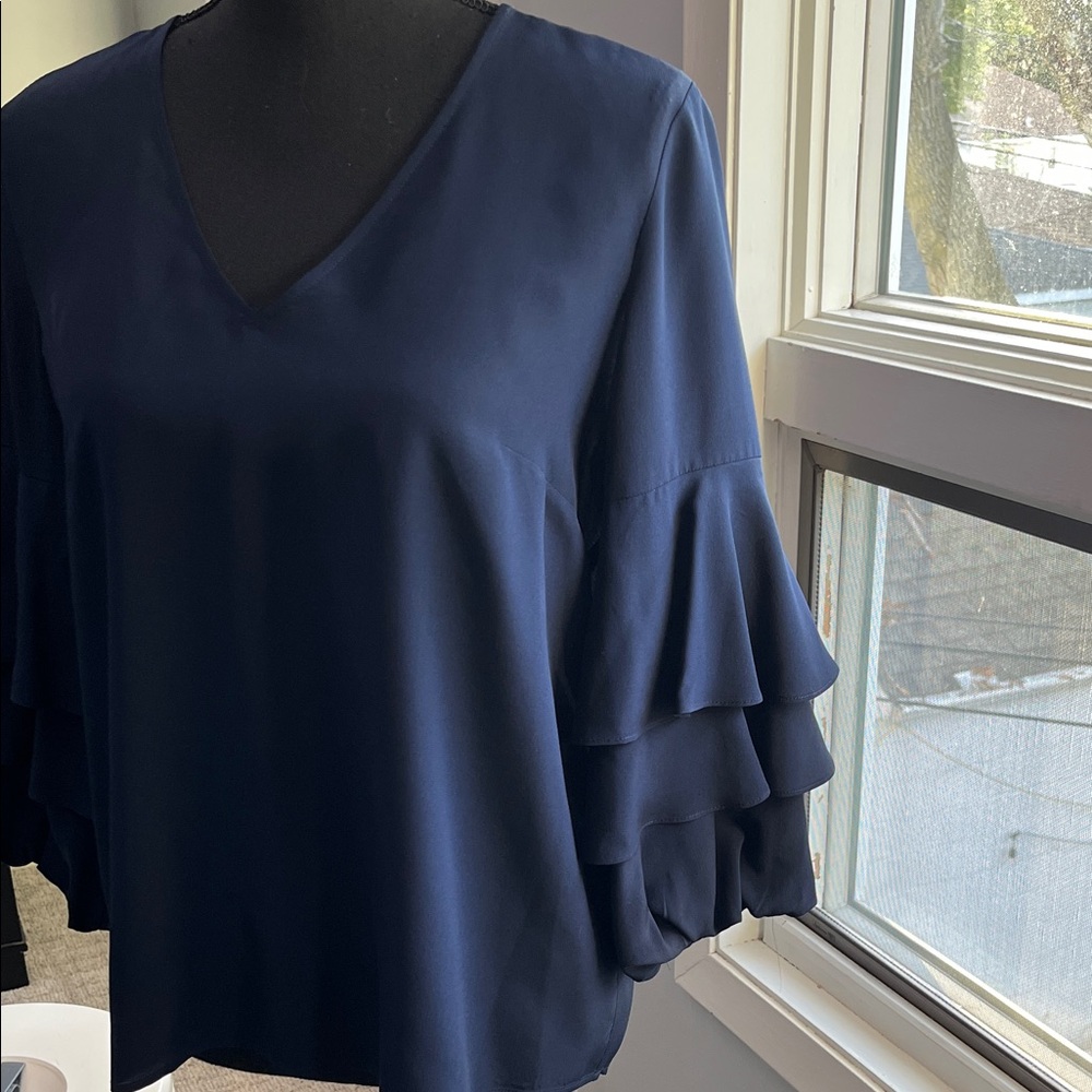 Antonio Melani Navy Blue Silky Women's Top Sz S